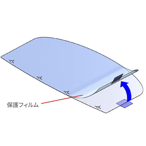 ①保護フィルムをはがします。